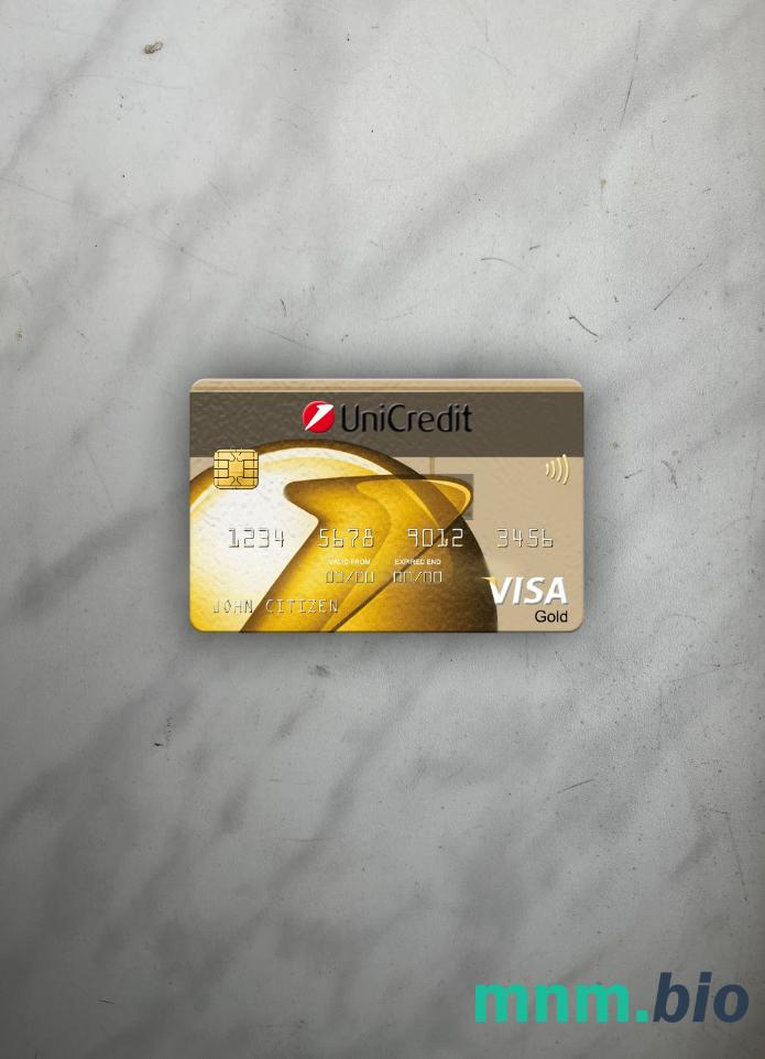 Romania UniCredit bank visa gold card wygląd fotograficzny skan PSD + zdjęcie